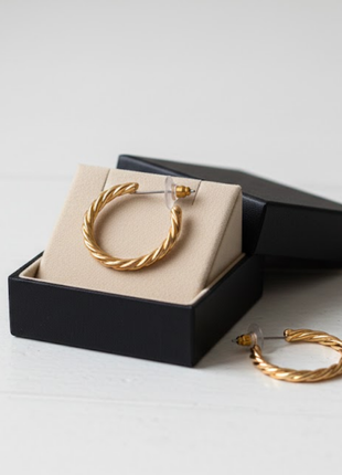 Chunky Rope Hoop Earrings Gold Tone By 2wist Designs