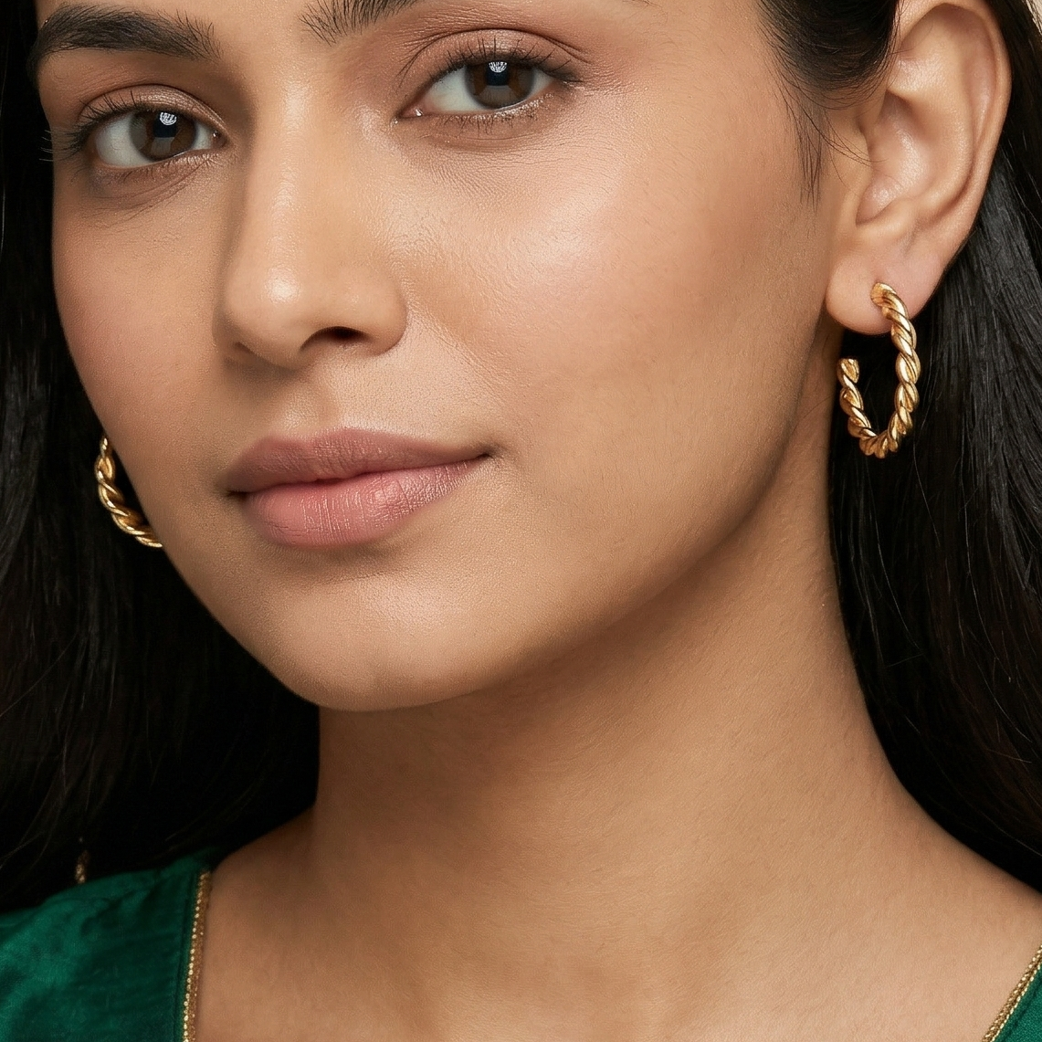 Gold Plated Stud And Hoop Set Of 6 Set