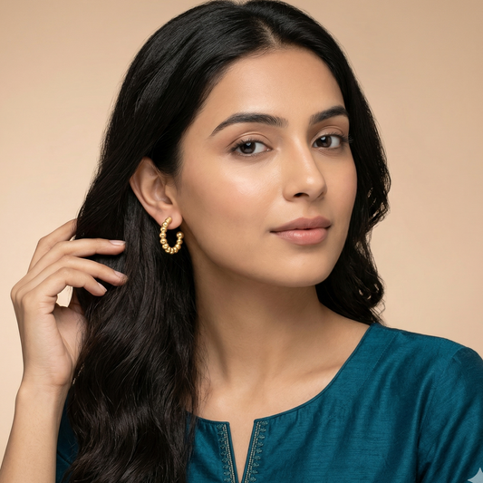 Gold Plated Brass Hoop Earrings Set Of 3