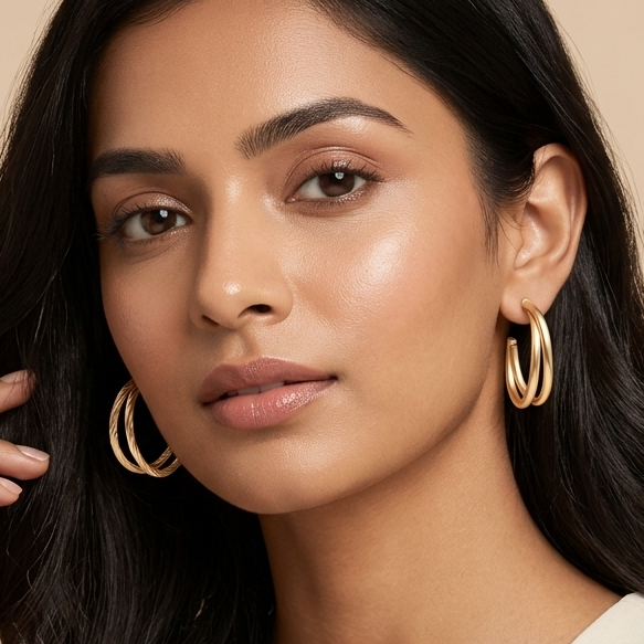 Gold Plated Hoop Earrings Set Of 3 Set
