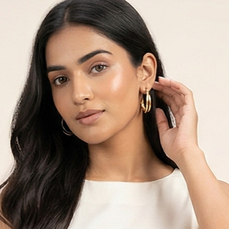 Gold Plated Hoop Earrings Set Of 3 Set