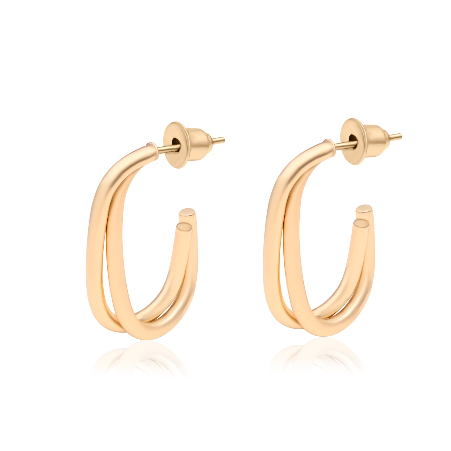 Gold Plated Hoop Earrings Set Of 3 Set