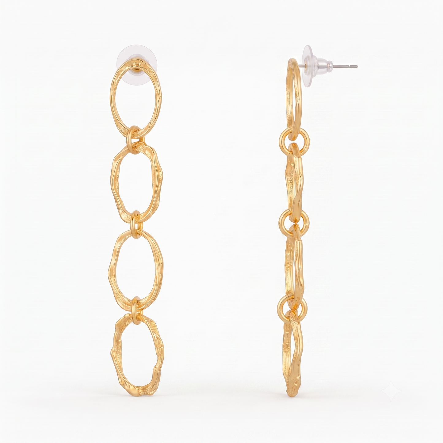 Gold Plated Brass Oval Loop Drop Earrings