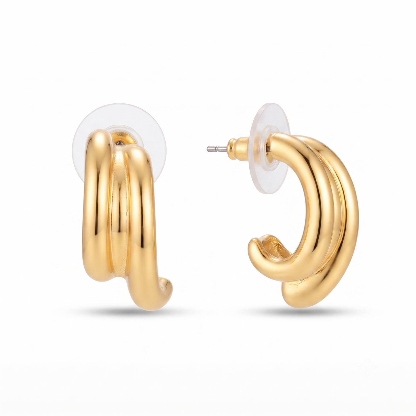 Gold Plated Brass Twisted Curved Hoop Earrings
