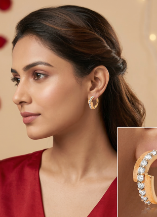 Crimson Red Pearl White Beads Earrings Elegant Modern Golden Brass