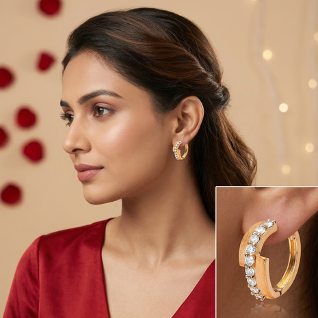 Crimson Red Pearl White Beads Earrings Elegant Modern Golden Brass