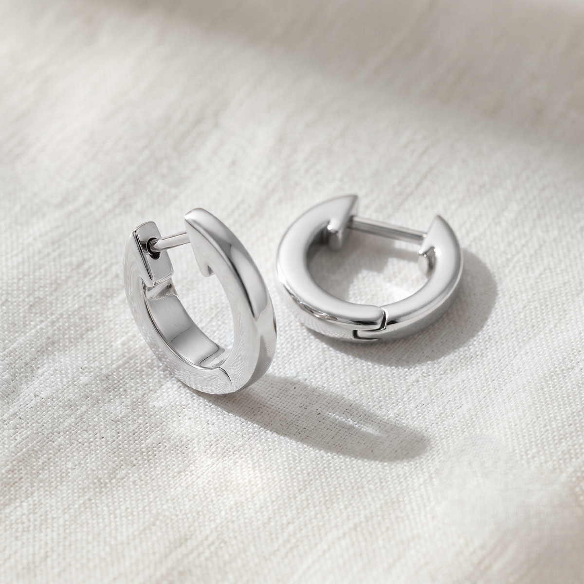Silver Plated Brass Minimalist Plain Huggie Hoop Earrings