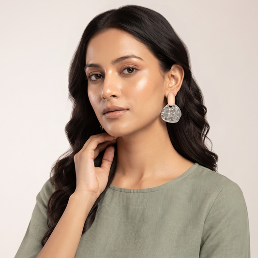 Dual Tone Abstract Petal Earrings