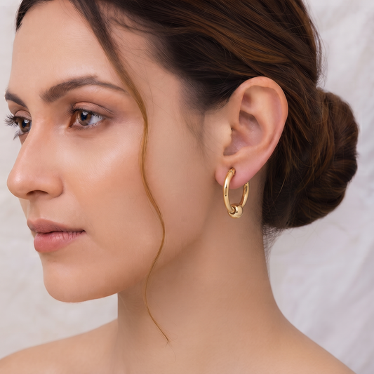 Gold Plated Huggie Hoop Earrings with Anti Tarnish Ball