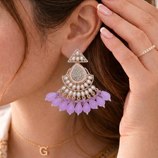Ethnic Rose Gold Plated Chandelier Earrings