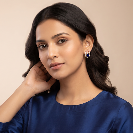 Pear Cut Sapphire CZ Stud Earrings