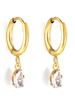 Pear Cut CZ Drop Huggie Earrings By 2wist Designs