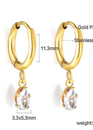 Pear Cut CZ Drop Huggie Earrings By 2wist Designs