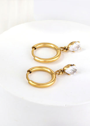 Pear Cut CZ Drop Huggie Earrings By 2wist Designs