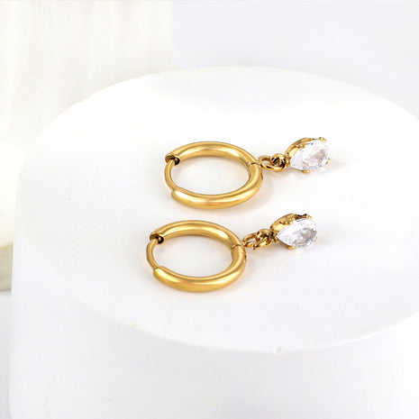 Pear Cut CZ Drop Huggie Earrings By 2wist Designs