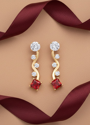 Alluring S-Curve Garnet CZ S Curve Earrings By 2wist Designs