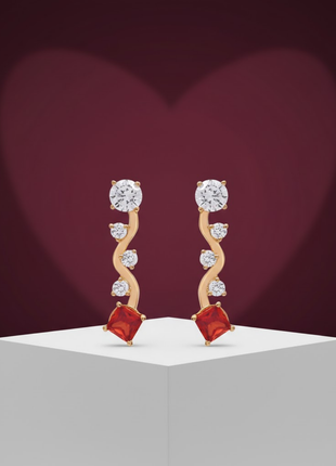 Alluring S-Curve Garnet CZ S Curve Earrings By 2wist Designs