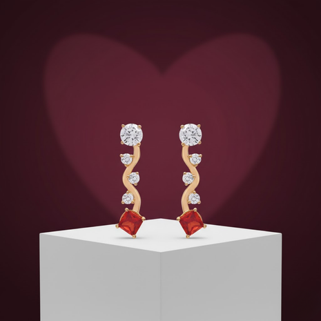 Alluring S-Curve Garnet CZ S Curve Earrings By 2wist Designs