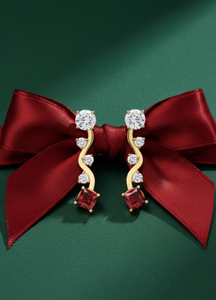 Alluring S-Curve Garnet CZ S Curve Earrings By 2wist Designs