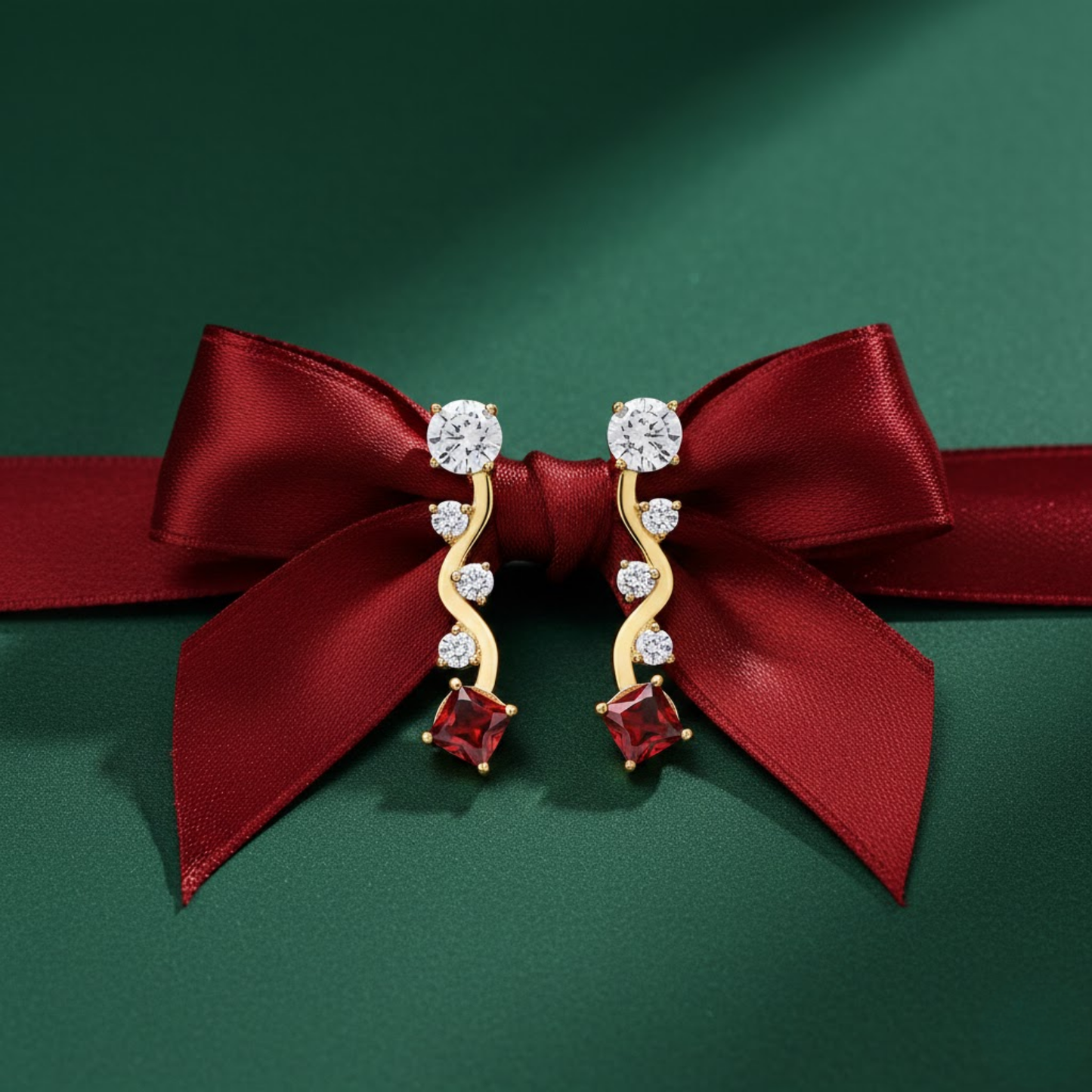 Alluring S-Curve Garnet CZ S Curve Earrings