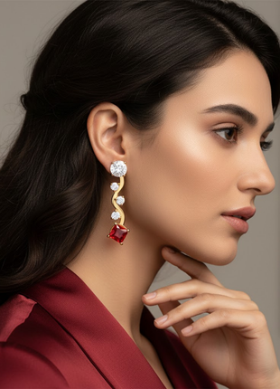 Alluring S-Curve Garnet CZ S Curve Earrings By 2wist Designs