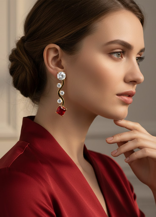 Alluring S-Curve Garnet CZ S Curve Earrings By 2wist Designs