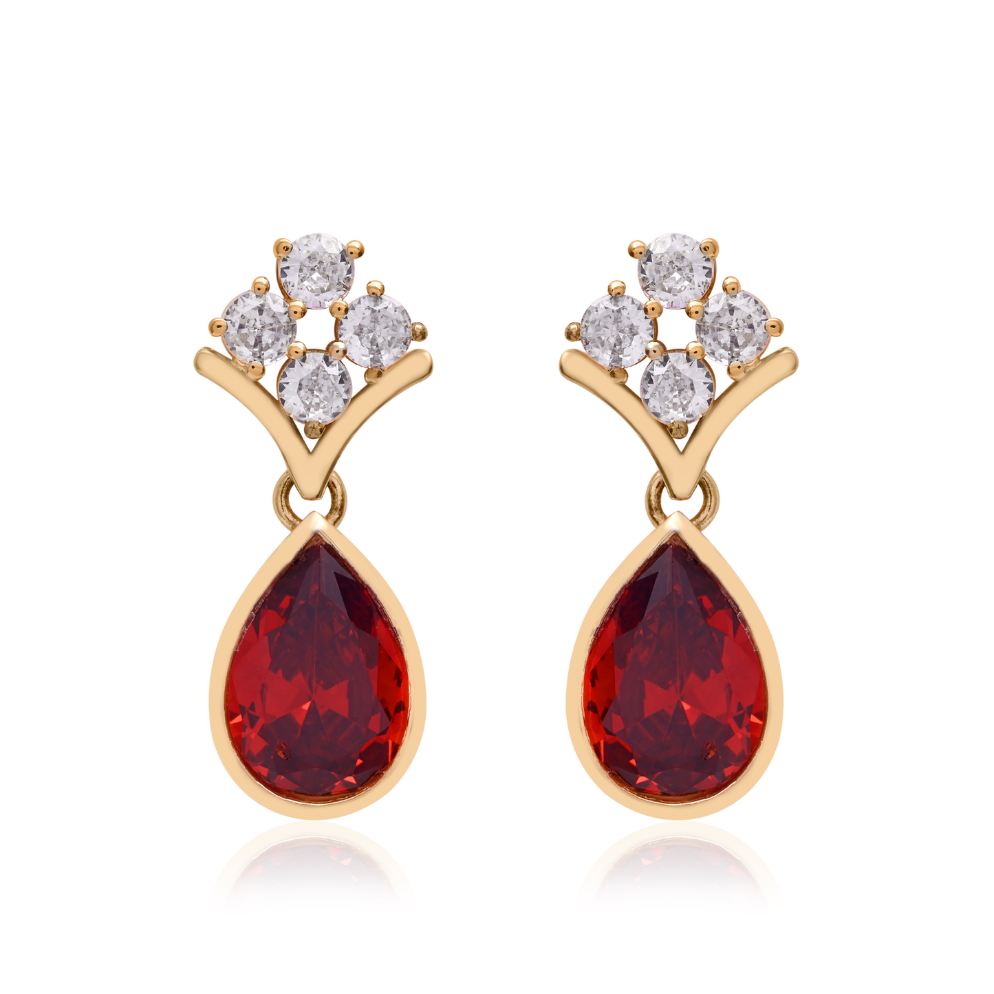 Pear Garnet CZ Drop Earrings