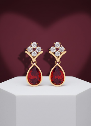Pear Garnet CZ Drop Earrings By 2wist Designs