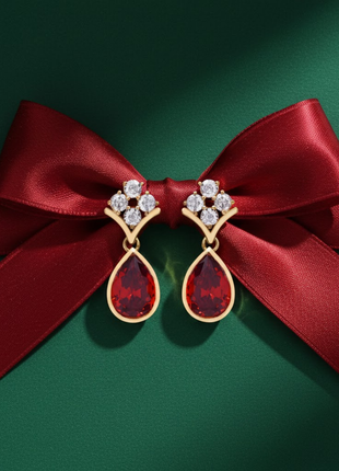 Pear Garnet CZ Drop Earrings By 2wist Designs