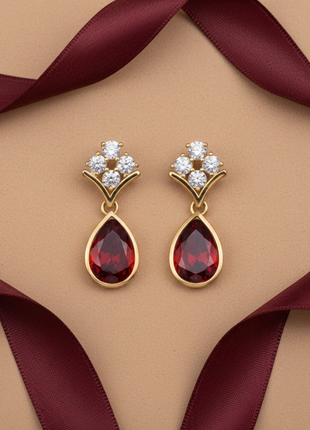 Pear Garnet CZ Drop Earrings By 2wist Designs