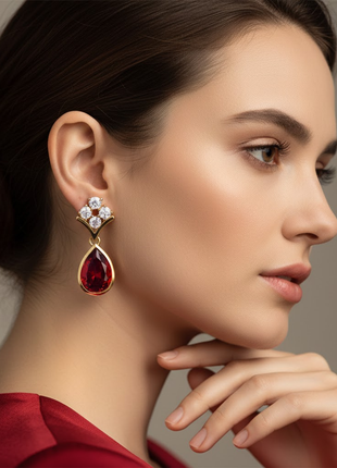 Pear Garnet CZ Drop Earrings By 2wist Designs