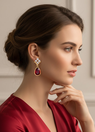 Pear Garnet CZ Drop Earrings By 2wist Designs