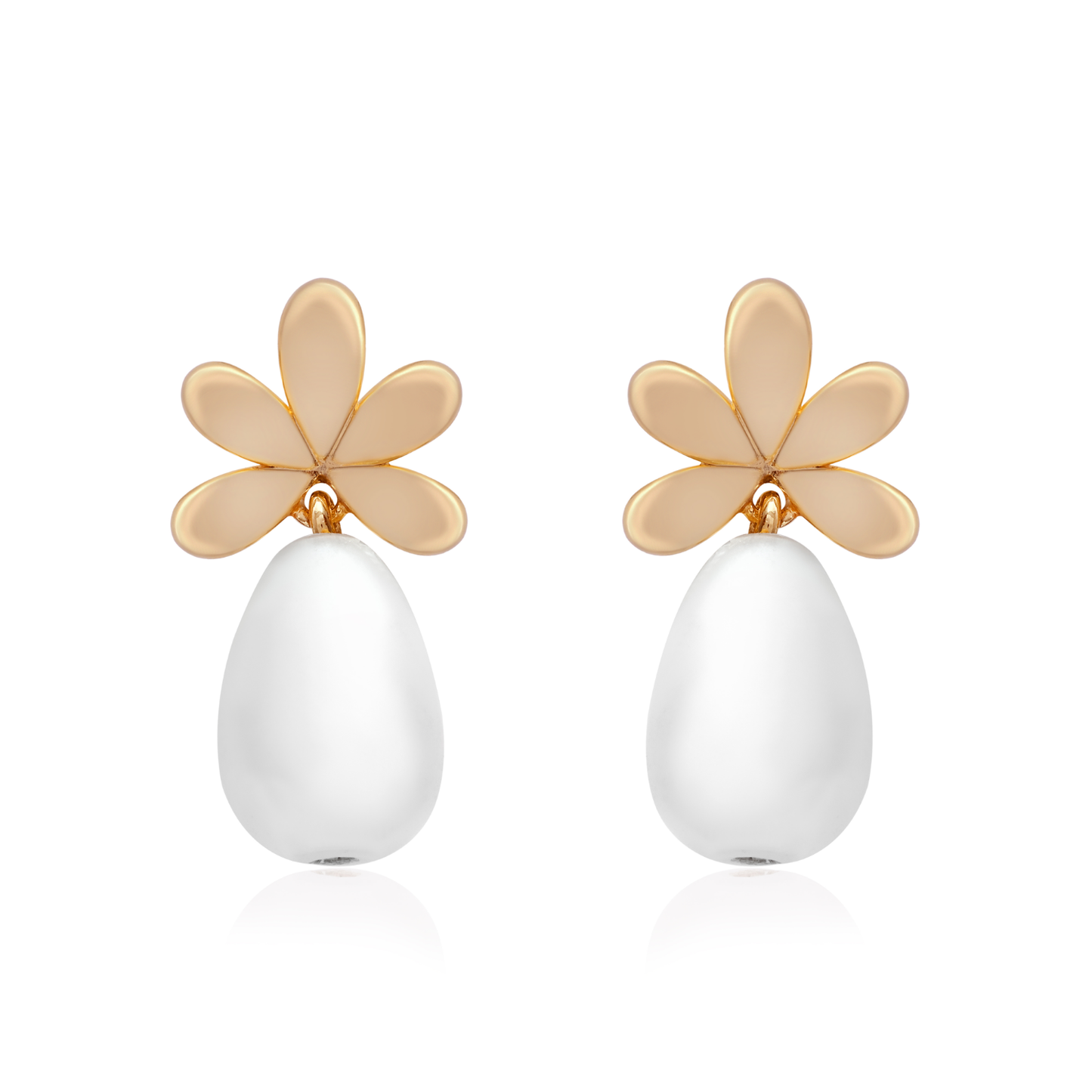 Floral Pearl Dangle Stud Earrings