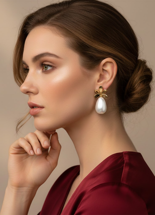 Floral Pearl Dangle Stud Earrings By 2wist Designs