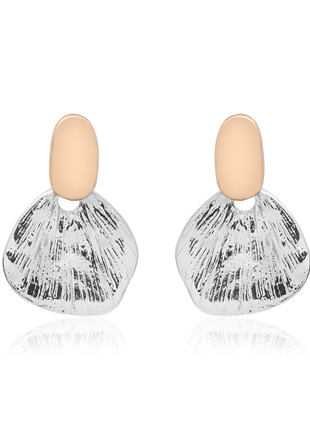 Dual Tone Abstract Petal Earrings By 2wist Designs