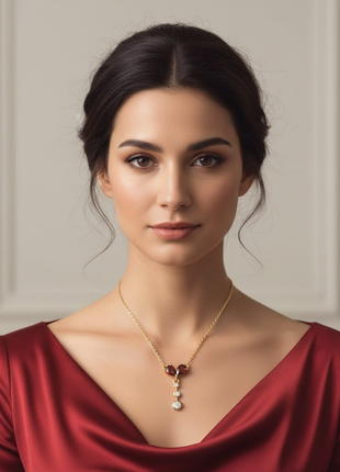 Double Pear Garnet CZ Necklace By 2wist Designs