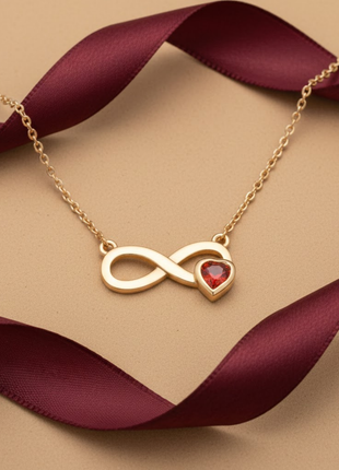 Infinity Heart Garnet CZ Necklace By 2wist Designs