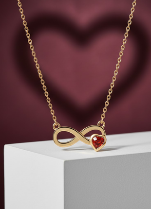 Infinity Heart Garnet CZ Necklace By 2wist Designs
