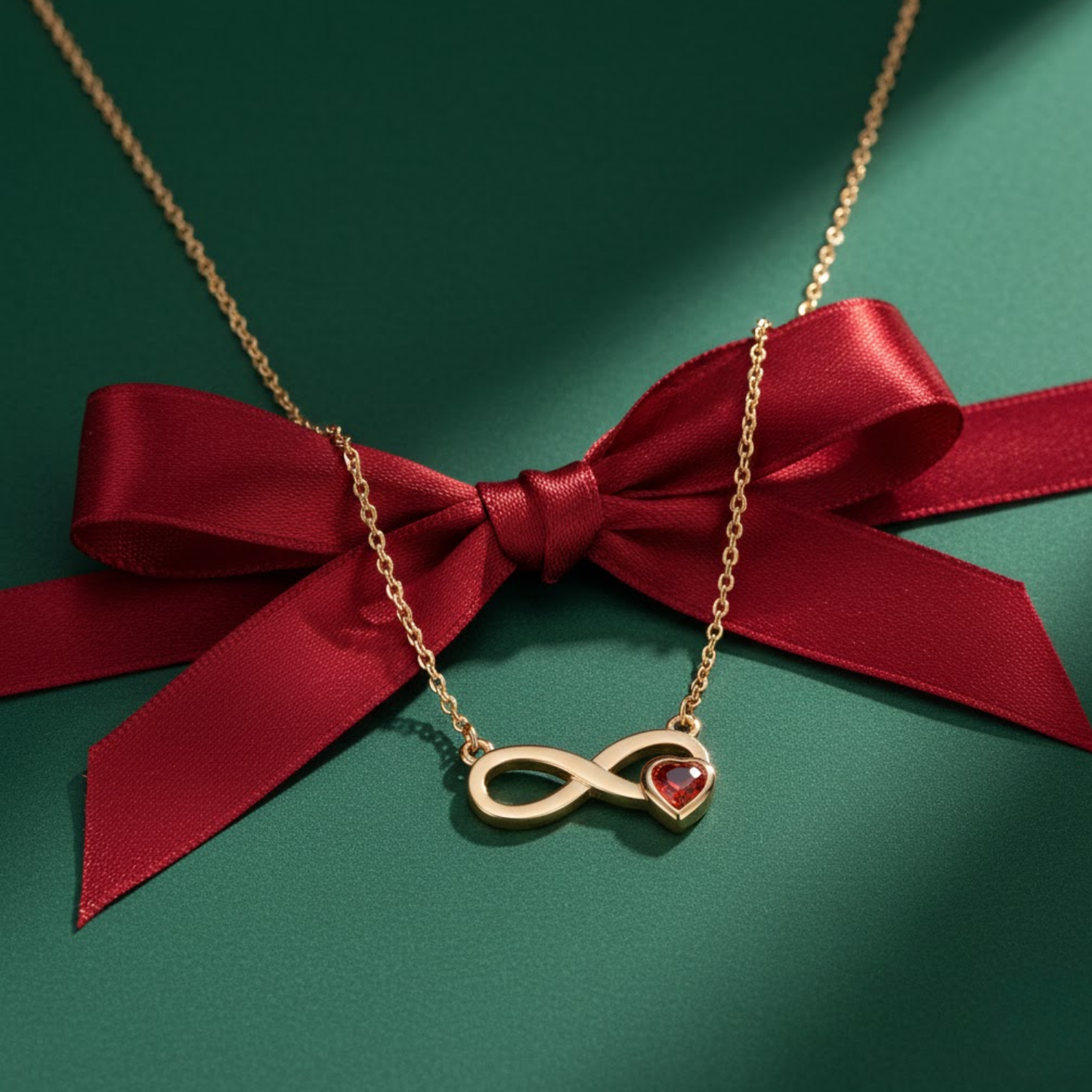 Infinity Heart Garnet CZ Necklace