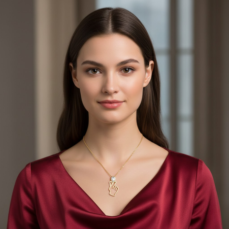 Finger Heart CZ Pendant Necklace By 2wist Designs