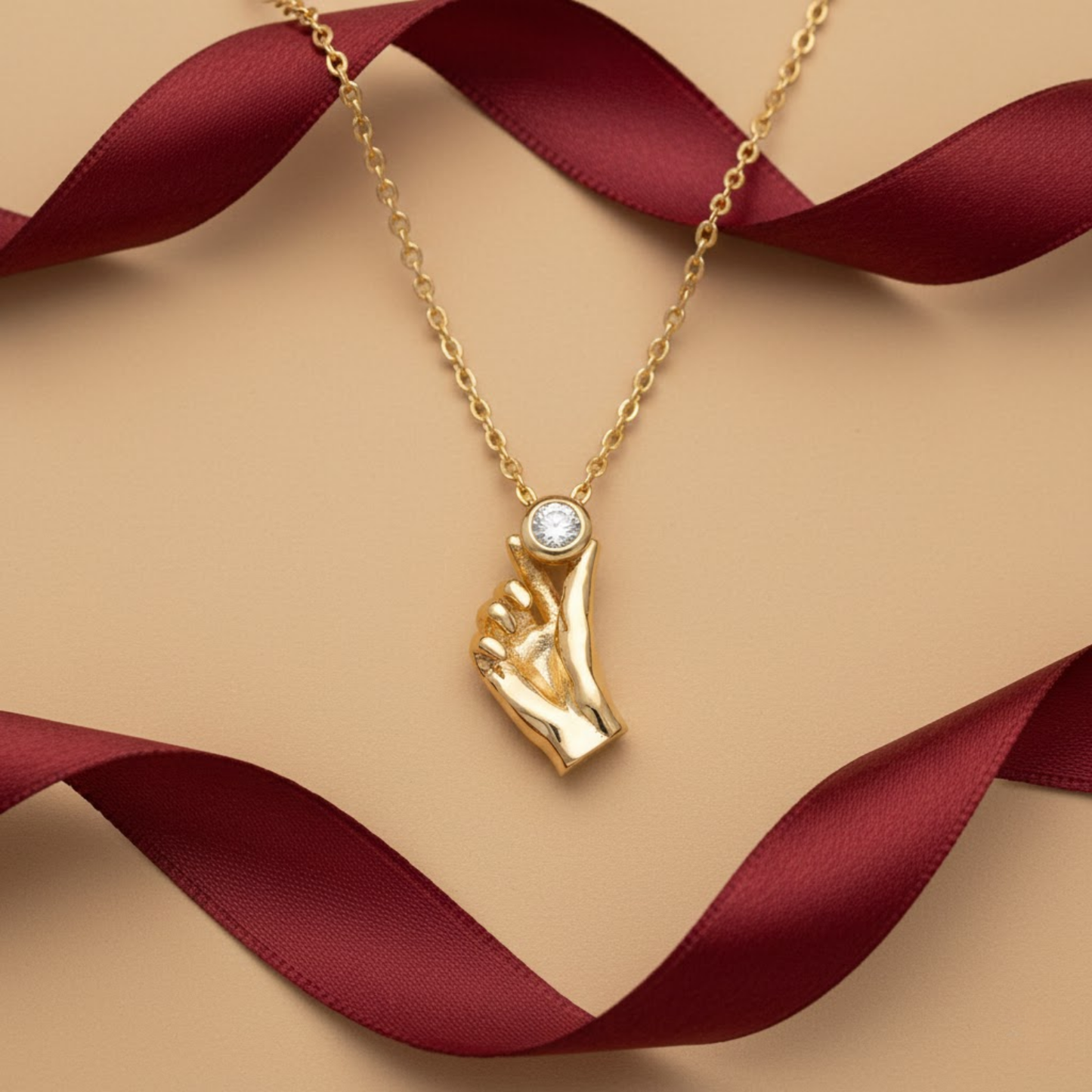 Korean Heart CZ Pendant Necklace