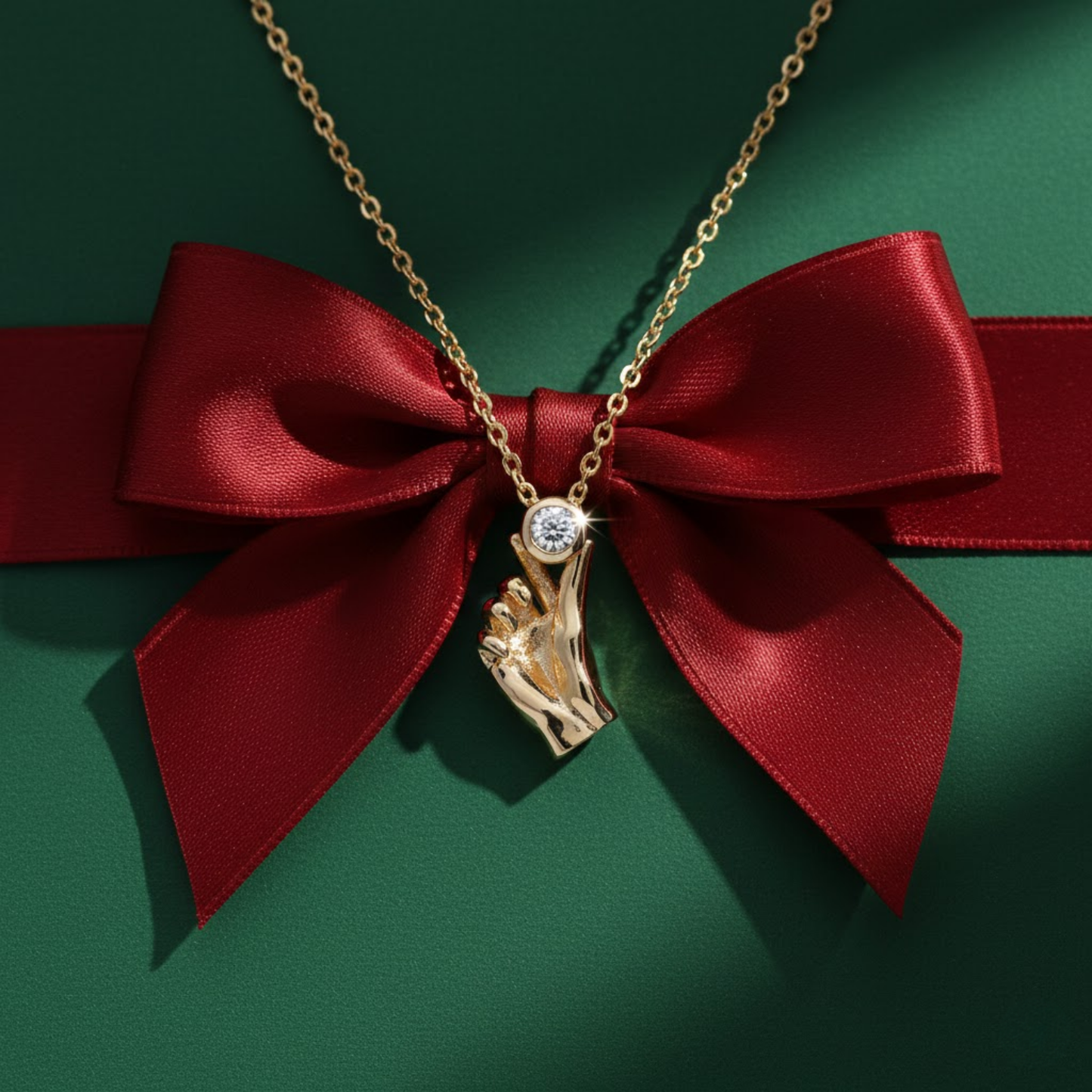Korean Heart CZ Pendant Necklace