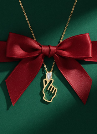 Finger Heart CZ Pendant Necklace By 2wist Designs