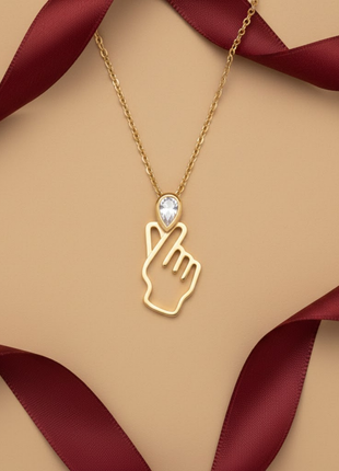 Finger Heart CZ Pendant Necklace By 2wist Designs