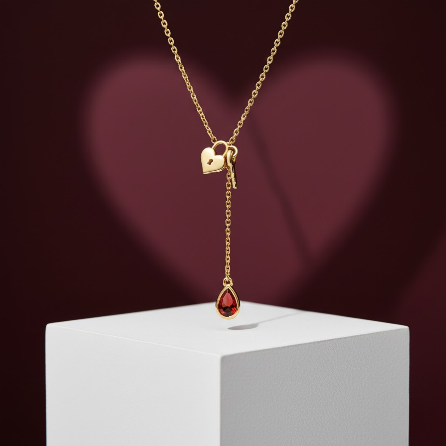 Lock Key Heart Charm Necklace