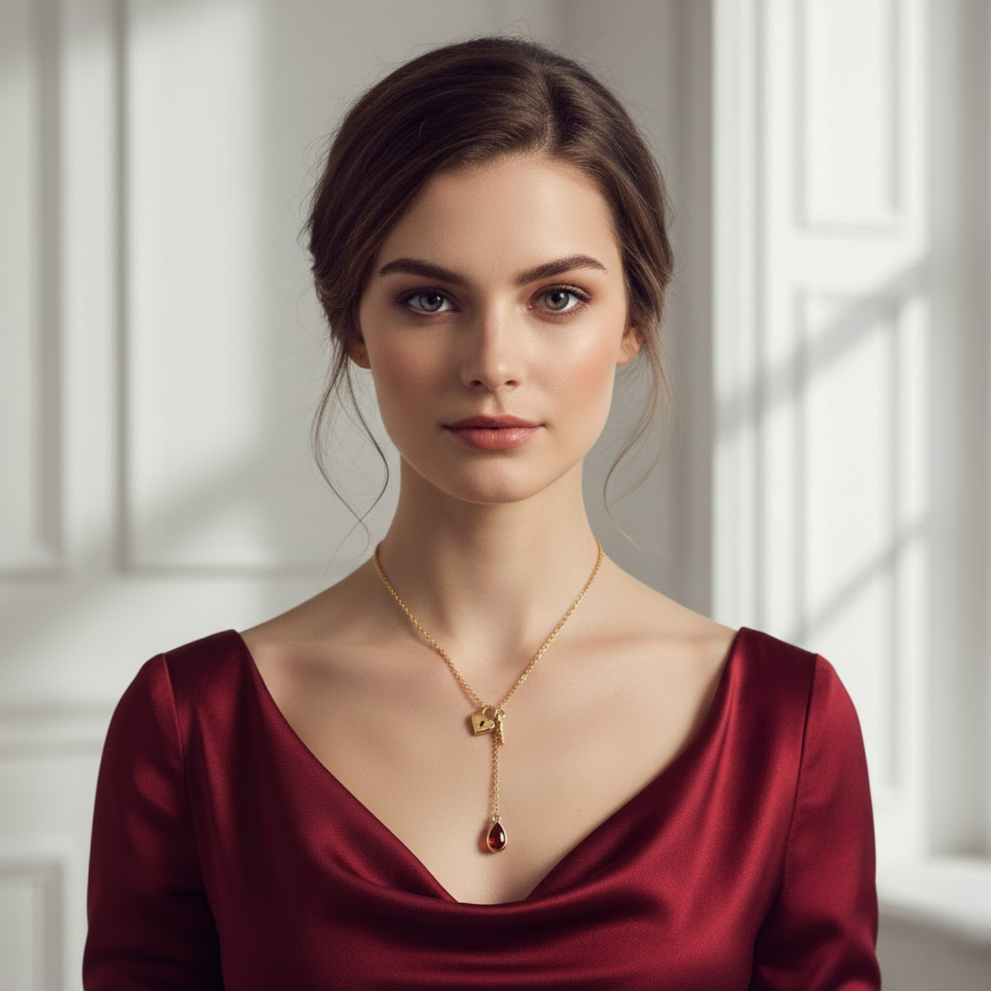 Lock Key Heart Charm Necklace