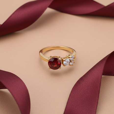 Red White Stone Ring By 2wist Designs