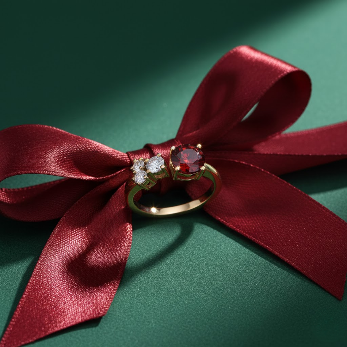 Red White Stone Ring