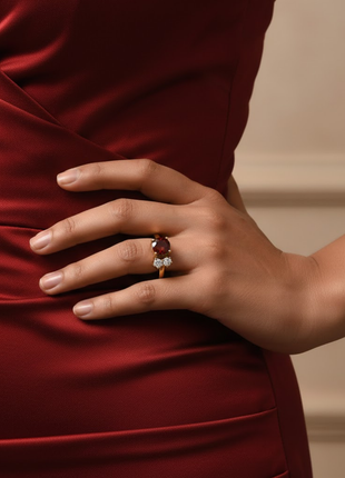 Red White Stone Ring By 2wist Designs