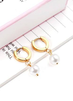 Pearl Drop Huggie Hoop Earrings By 2wist Designs